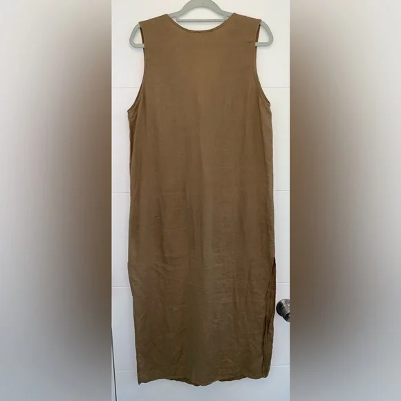 Ozma Linen BILLIE DRESS Maxi Midi Tan Brown small - Picture 2 of 3